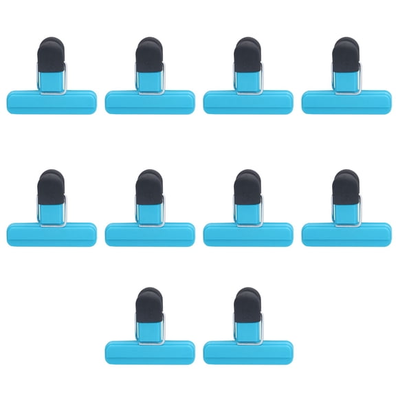 10 pack Small Blue Food Bag Clips Strong Seal Kitchen Clips for Snacks, Chips and Candy