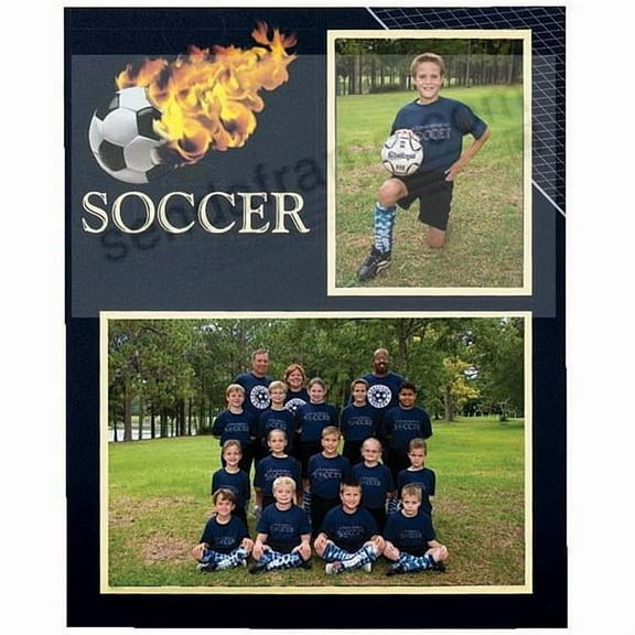 (10 pack) Soccer Player Team 7x5 3one-half inchx5 MEMORY MATES cardstock double photo frame sold in 10 s