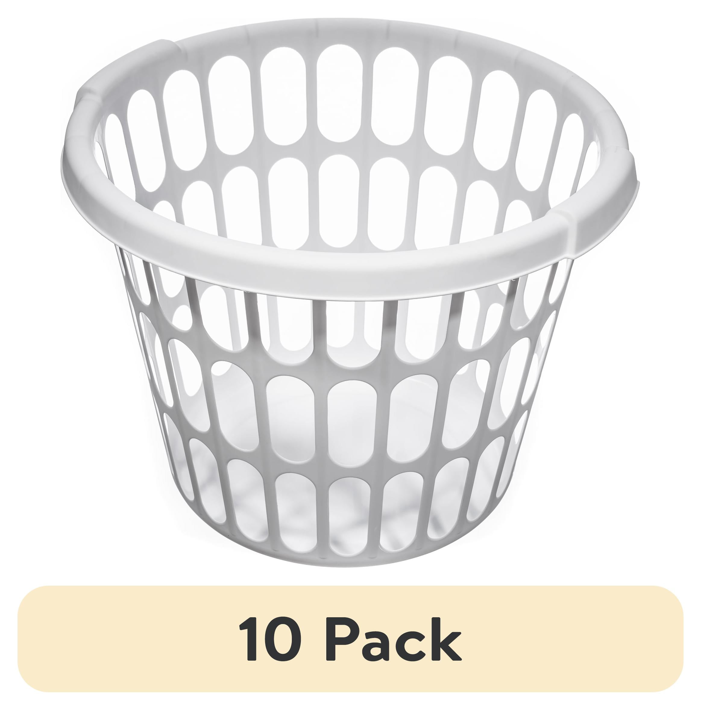 (10 pack) Starplast 1 Bushel Round Laundry Basket, White Plastic