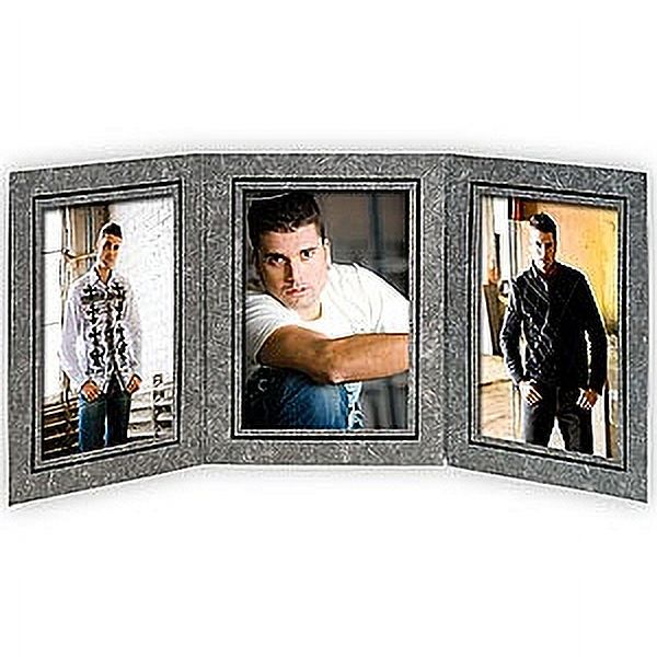(10 pack) Triple 5x7 Black Marble cardstock photo frame w black foil