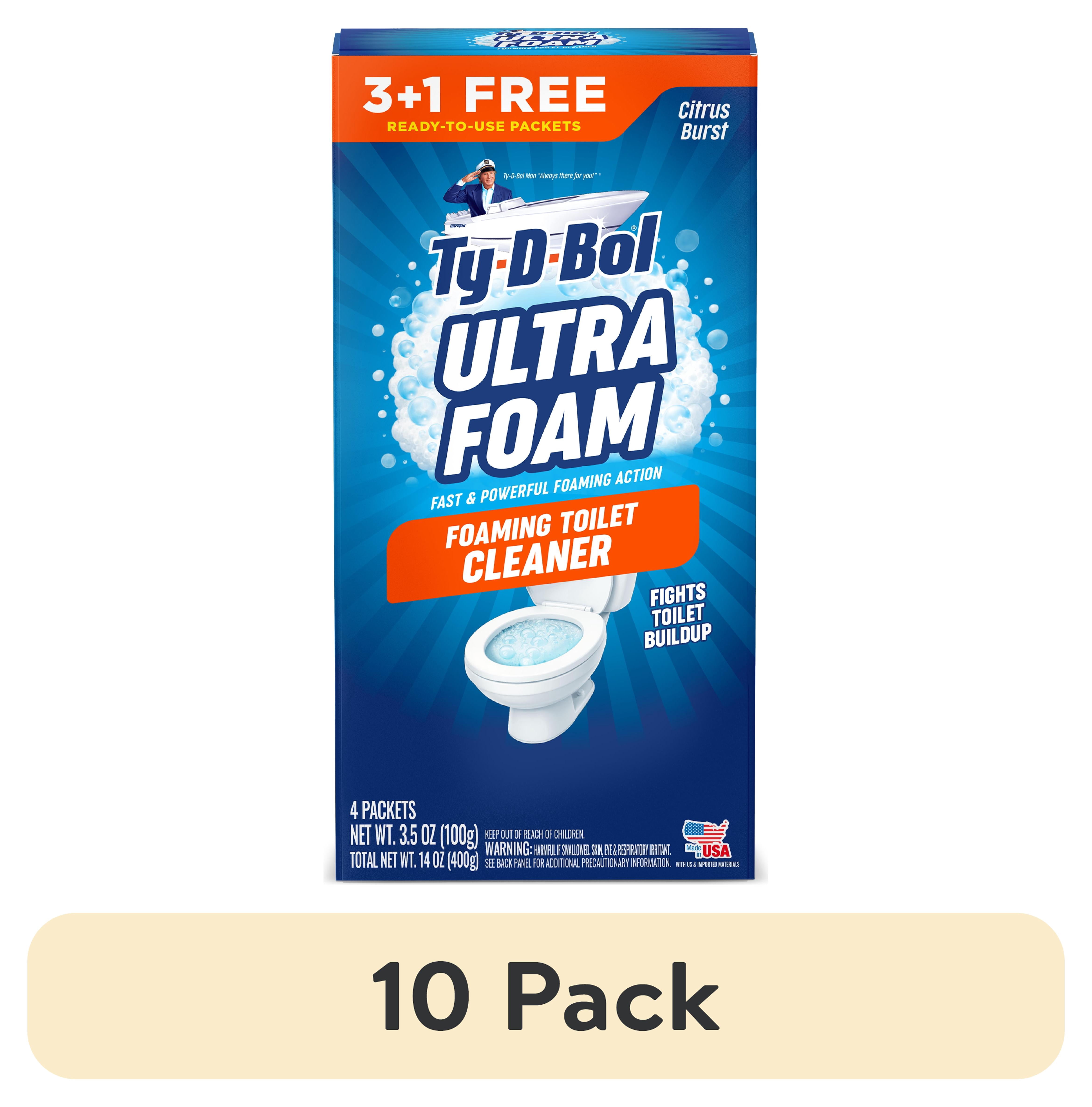 (10 pack) Ty-D-Bol Ultra Foam, Citrus Burst Scent, Foaming Toilet Bowl Cleaner, 4 Packets