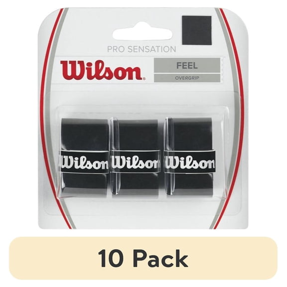 (10 pack) Wilson Sensation Pro Tennis Racquet Over Grip, Black