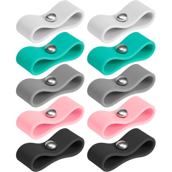 10-pack cable organizers, ring cable retainers, cable organizer stands, reusable silicone cable ties, reusable cable organizer cable straps, headphone winders, electronic device storage straps, earpl