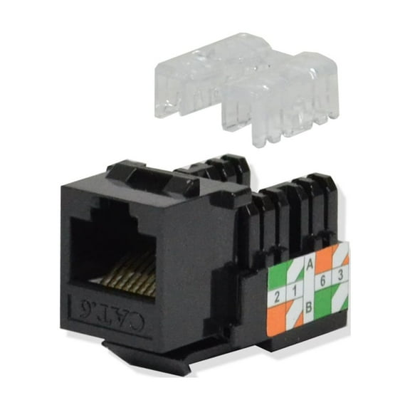 10 pack lot Keystone Jack Cat6 Black Network Ethernet 110 Punchdown 8P8C