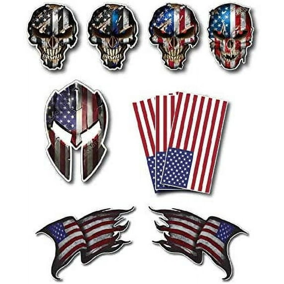 10 pack of Small Skull Spartan Hard Hat Helmet 3M Vinyl Decal Sticker Decals