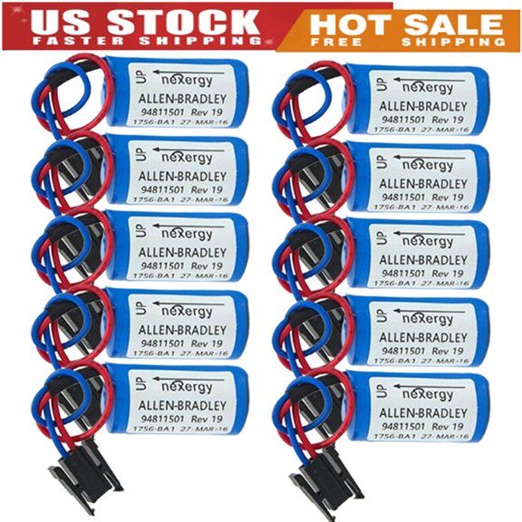 (10-packs) 1756-BA1 3V 1800mAh PLC Controller Battery For Allen Bradley Replacement Non-rechargeable Disposable Lithium Battery