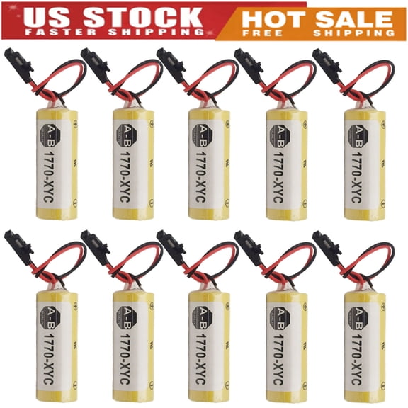 (10-packs) 1770-XYC 3V 1800mAh Lithium PLC Battery Replacement for 1770-XYC/A 1770-XYB 1756-BA1 with Black Plug