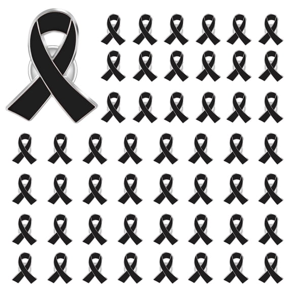 10 packs Black Cancer Awareness Enamel Lapel Pin Heart Shaped Silk Ribbon Prevention and Awareness Ribbon Mental Health Awareness Pins_Hope Pin for Charity_Fundraiser For Back to School