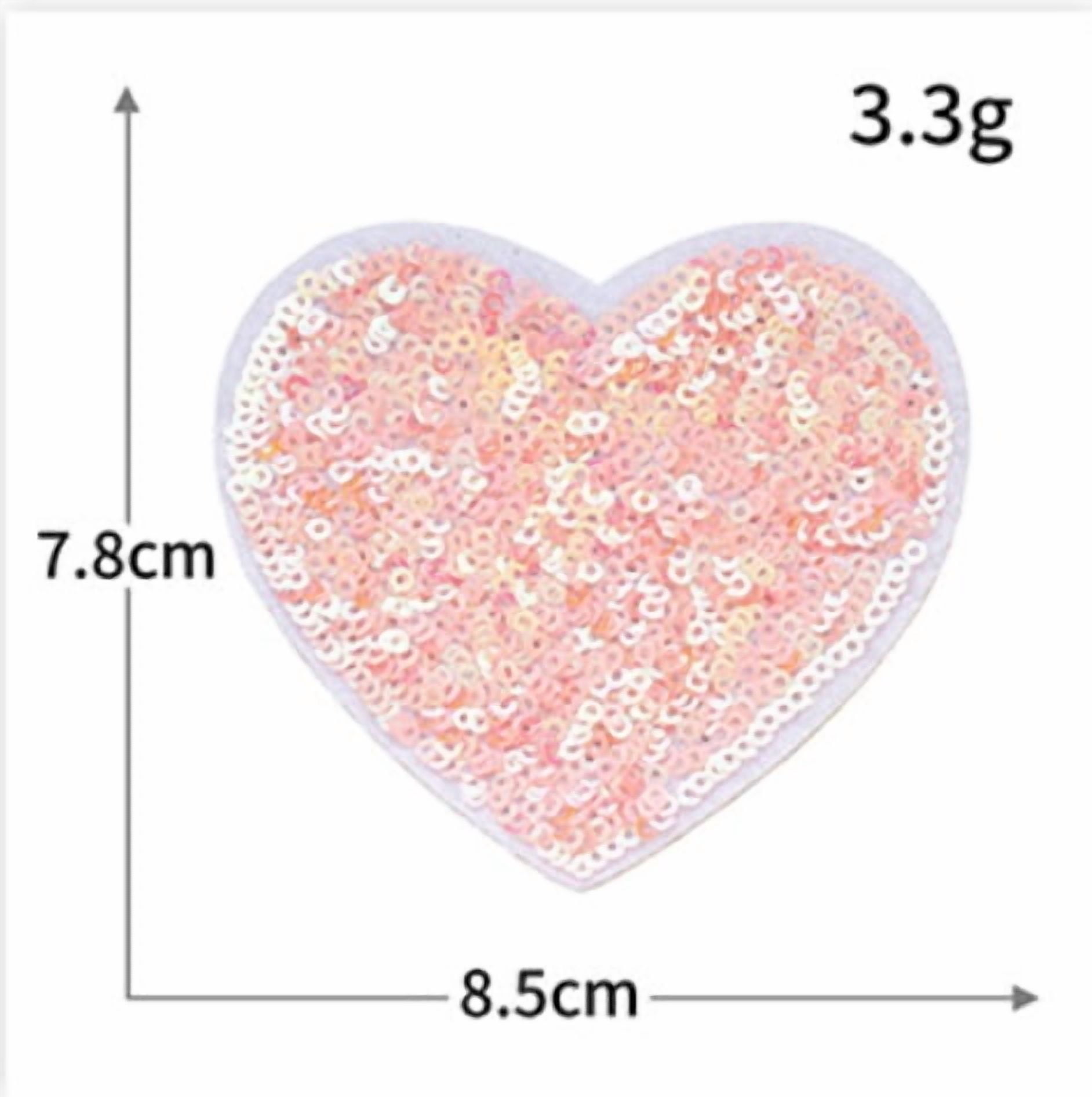 10 Packs of Colorful Heart-Shaped Embroidered Sequin Patches - Self-Adhesive Decorative Repair Patches for Clothes, Shoes, and Bags