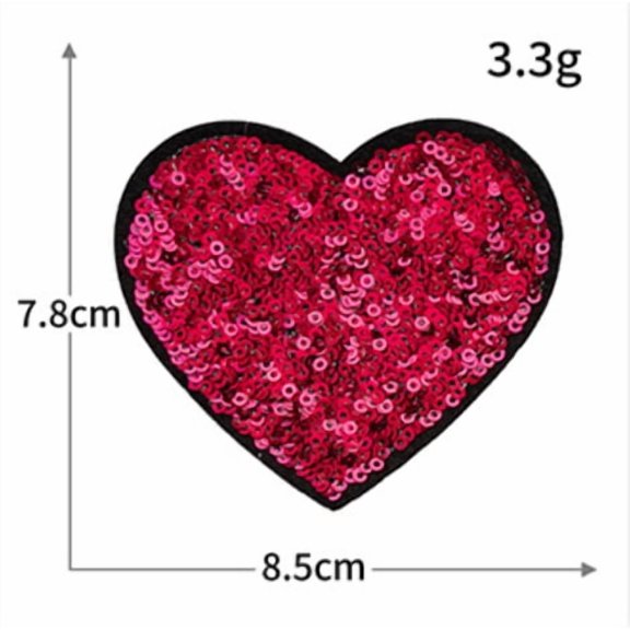 10 Packs of Colorful Heart-Shaped Embroidered Sequin Patches - Self-Adhesive Decorative Repair Patches for Clothes, Shoes, and Bags