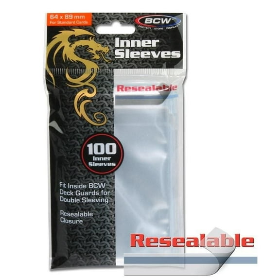 10 packs of 100 (1000) BCW Resealable Clear Standard Sized Card Inner Sleeves