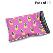 10 packs of Glossy Pink Pineapples Poly Bag Mailer Envelopes | 2 Mil Thickness, 10x13 | RADYAN