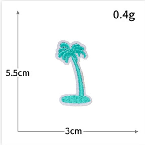 10 packs of green plant embroidery coconut tree series cloth patches computer embroidery ironing stickers clothing patches