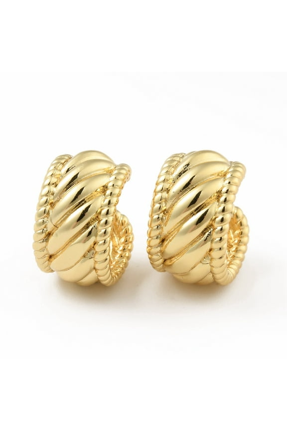 10 pair Brass Chunky Cuff Earrings for Men Women Real 18K golden Plated 14x16x9mm