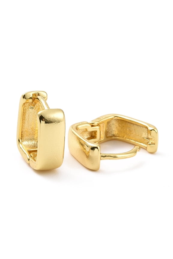 10 pair Brass Chunky Square Hoop Earrings for Women Cadmium Free & Lead Free Light golden 12x11x4.5mm Pin: 1mm