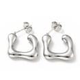 thumbnail image 1 of 10 pair Non-Tarnish Square Stud Earrings 304 Stainless Steel Half Hoop Earrings for Women Stainless Steel color 24x17x4mm Pin: 0.8mm, 1 of 3