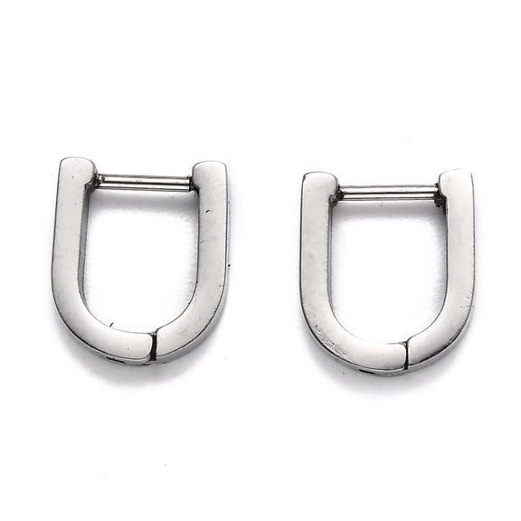 10 pair Tarnish Resistant 304 Stainless Steel Huggie Hoop Earrings U Shape Stainless Steel color 13x11x3mm Pin: 1mm