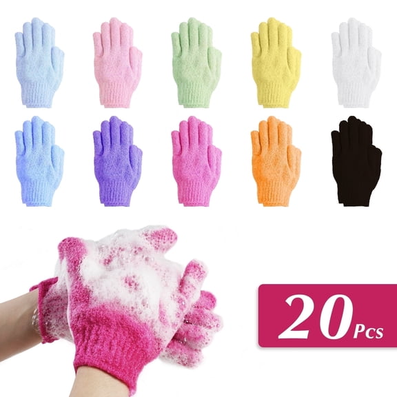 10 pairs Exfoliating Bath Gloves, 10 Colors Soft Body Scrub Gloves for Shower, Unisex Exfoliating Gloves for Deep Cleansing, Home Spa, Massage, Dead Skin Removal
