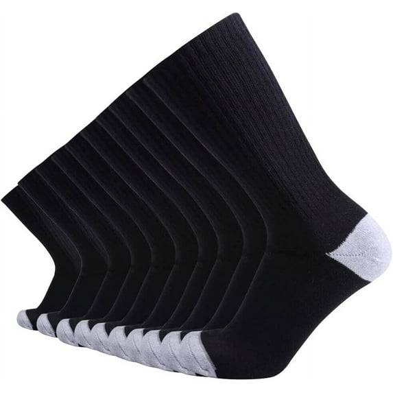 10 pairs Men's Worksite Crew Socks Cotton Polyester Moisture Control Shoe size 6-12 Sock size 10-13