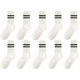 thumbnail image 1 of 10 pairs Retro Stripe Tube Socks Classic Athletic Sport Crew Socks For Women Casual Cotton Novelty Socks Unisex A White A White, 1 of 9