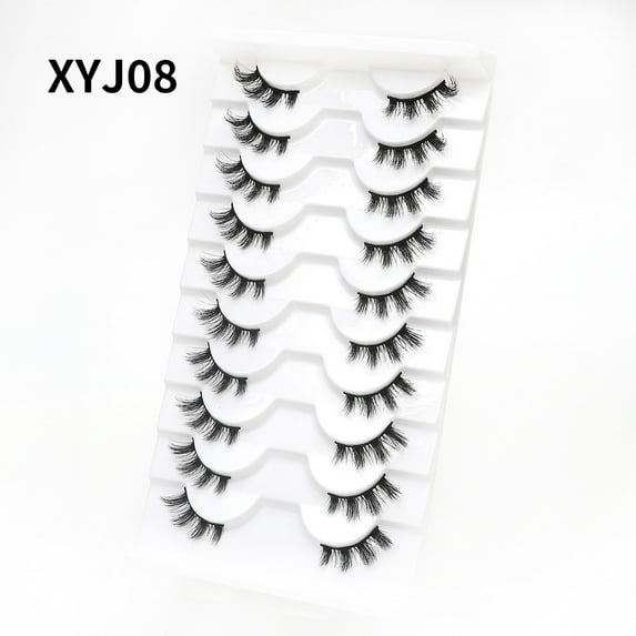 10 pairs of cat eye half eye false eyelashes natural thick curling eye tail eyelashes in stock wholesale-style-XYJ10