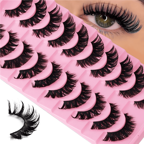10 pairs of soft False Eyelashes lashes, lengthening, and thick, natural-looking false eyelashes,natural thick and fluffy makeup effect, suitable for beginners, easy to wear eyelashes.