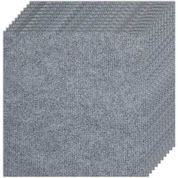 10 pc 10Pcs Carpet Tiles Peel and Stick 12" x 12" Square Carpet Floor Tile Non-Slip Soft Padded Carpet Tiles Self Adhesion Floor Mat for DIY Flooring Home Pets Living Room Bedroom Kitchen Gray
