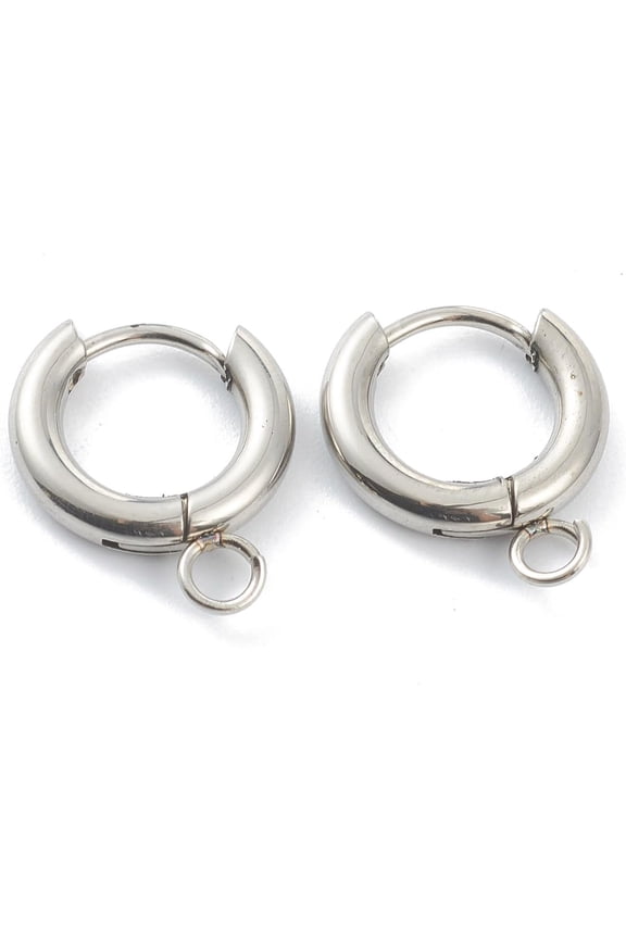10 pc 10Pcs Stainless Steel Huggie Hoop Earring Findings Round Leverback Hooks with Loop and 316 Stainless Steel Pin for DIY Jewellery Making