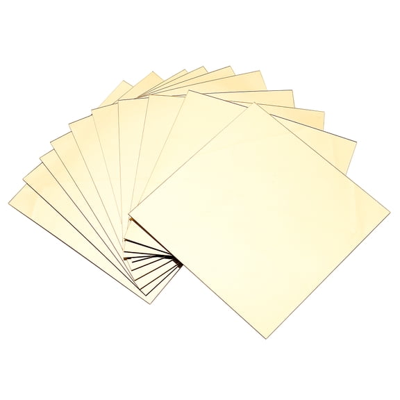 10 pc 10pcs 15x15cm Mirrors for Wall Square Mirror Tiles Self Adhesive Acrylic Frameless Flexible Decorative Mirror Wall Stickers Decal for Home Bathroom Bedroom Office Decor (Gold)