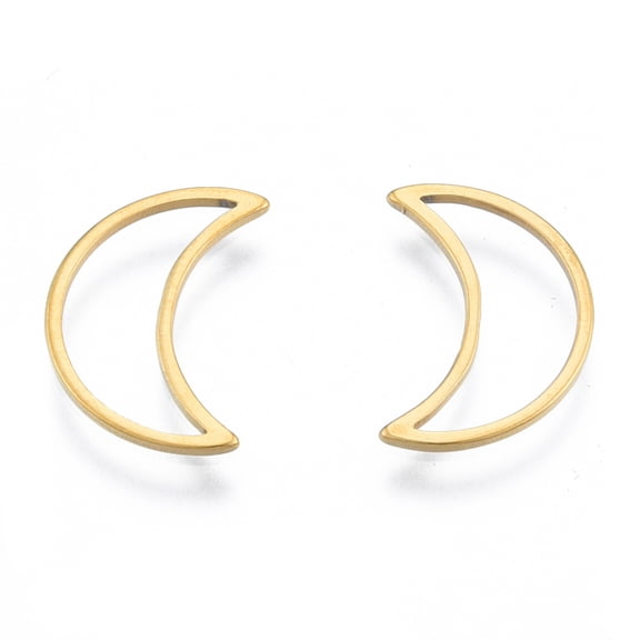10 pc 201 Stainless Steel Linking Rings Moon Golden 16x11x1mm Inner Diameter: 5x14mm