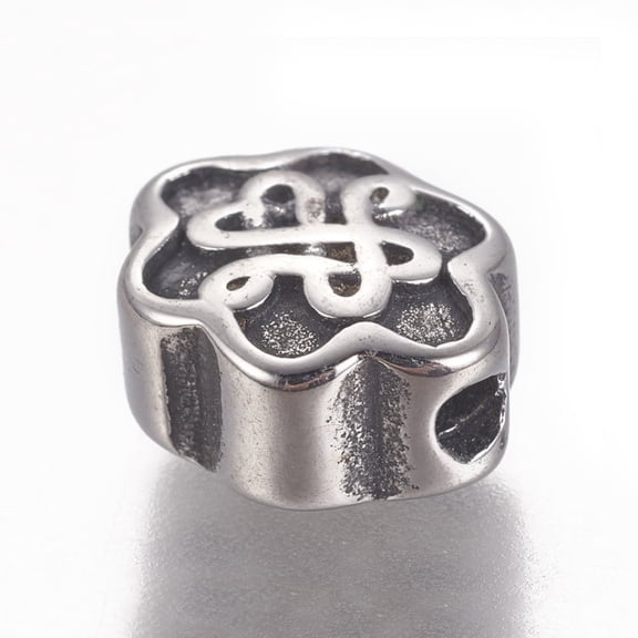 10 pc 304 Stainless Steel Beads Chinese Knot Antique Silver 8x10.5x5mm Hole: 1.6mm