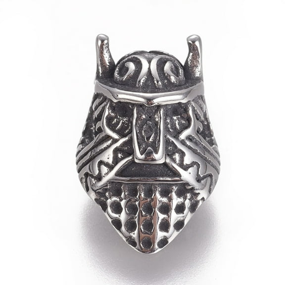 10 pc 304 Stainless Steel Beads Viking Warrior Helmet Antique Silver 15.5x10x9mm Hole: 2.5mm
