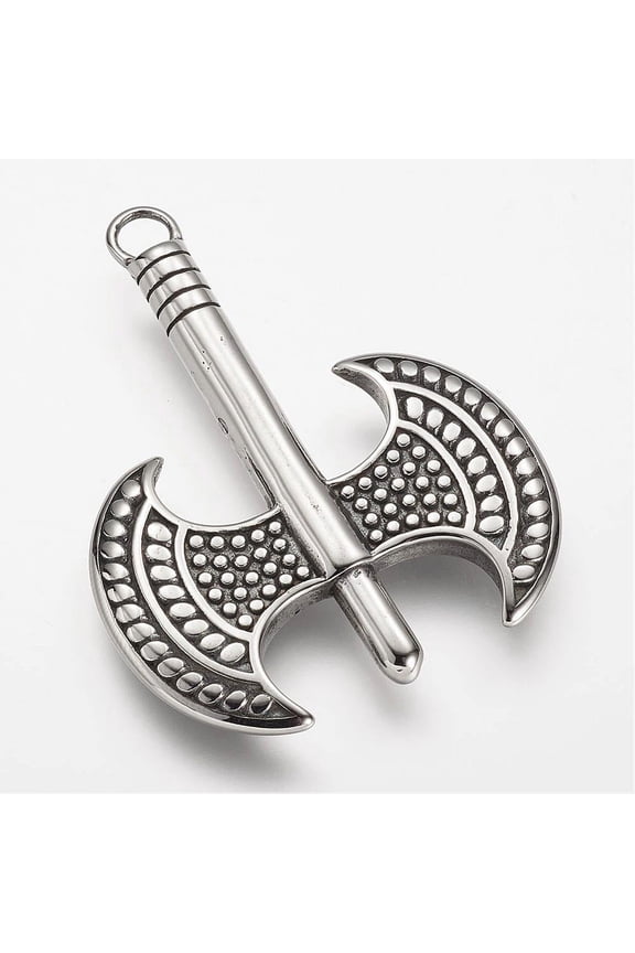 10 pc 304 Stainless Steel Big Pendants Axe Antique Silver 51x39x5mm Hole: 4.5mm