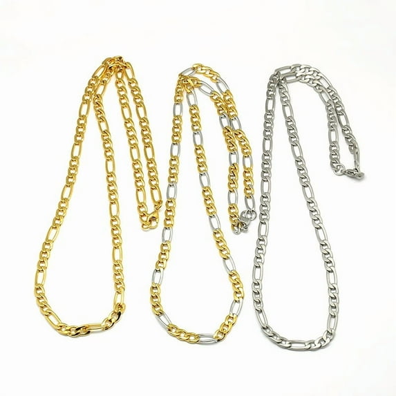 10 pc 304 Stainless Steel Figaro Chain Necklace Making Mixed color 19.88 inch~21.65 inch(50.5~55cm) 5mm
