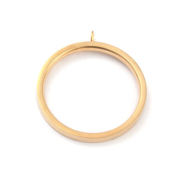 10 pc 304 Stainless Steel Finger Ring Settings Loop Ring Base Golden US Size 7(17.3mm) 2mm Hole: 2mm Inner Diameter: 17.3mm