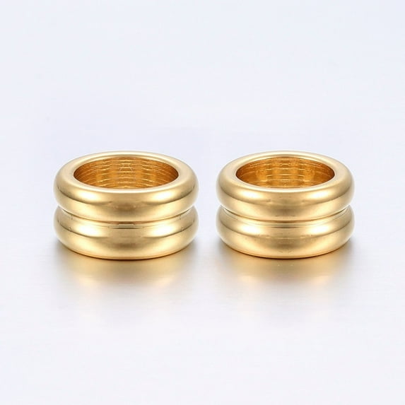 10 pc 304 Stainless Steel Grooved Beads Large Hole Beads Column Golden 12x6mm Hole: 8mm