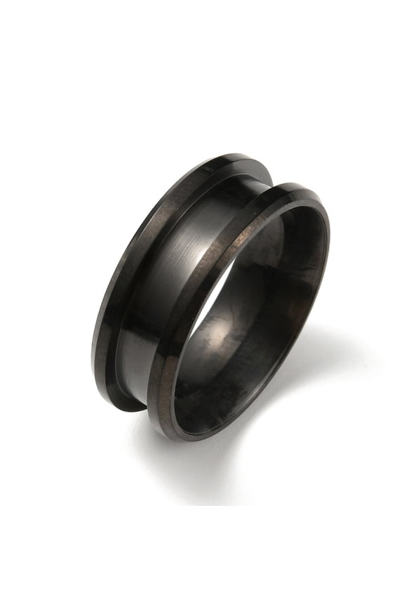 10 pc 304 Stainless Steel Grooved Finger Ring Settings Ring Core Blank for Inlay Ring Jewelry Making Electrophoresis Black US Size 9(18.9mm) 304 Stainless Steel