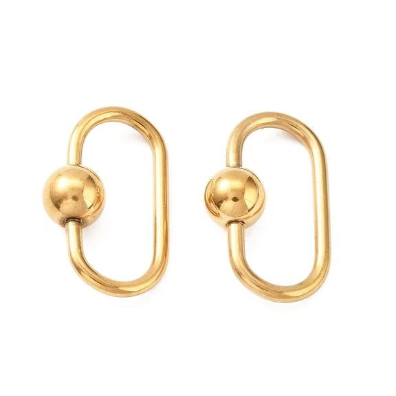 10 pc 304 Stainless Steel Locking Carabiner Ion Plating(IP) Real 18K Gold Plated 26x13x2mm