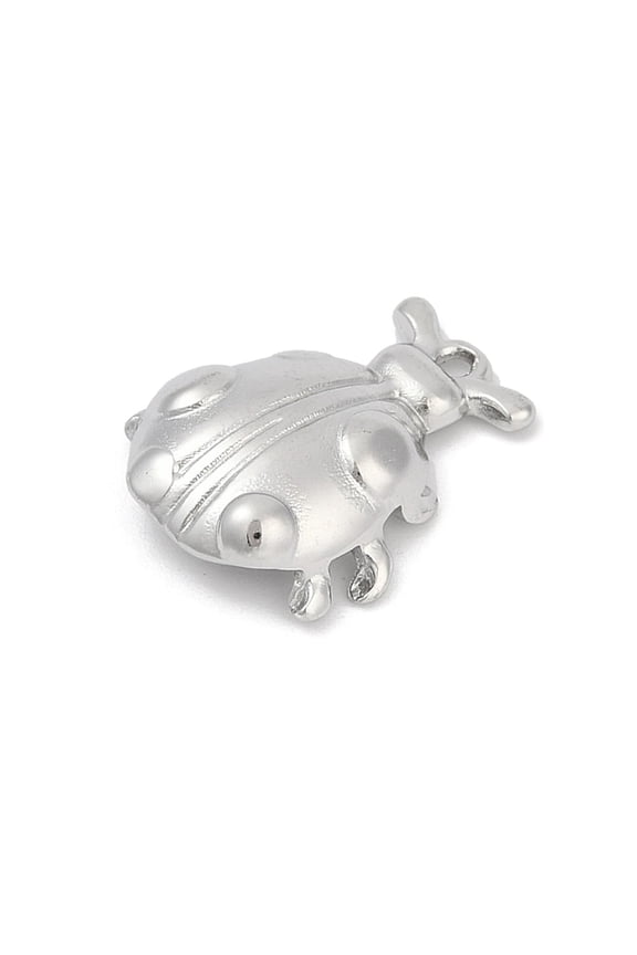 10 pc 304 Stainless Steel Pendants Anti-Tarnish Ladybug Charm Stainless Steel color 20x17x3.5mm Hole: 1.5mm