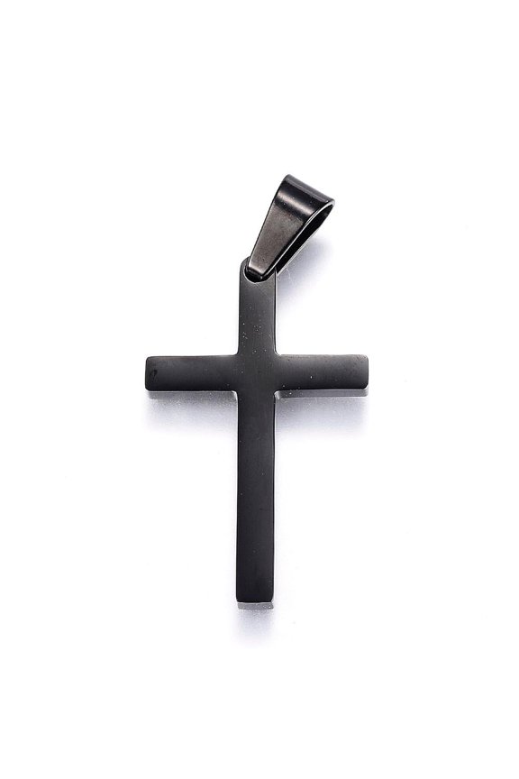 10 pc 304 Stainless Steel Pendants Cross Gunmetal 32x20x3mm Hole: 4mm 304 Stainless Steel