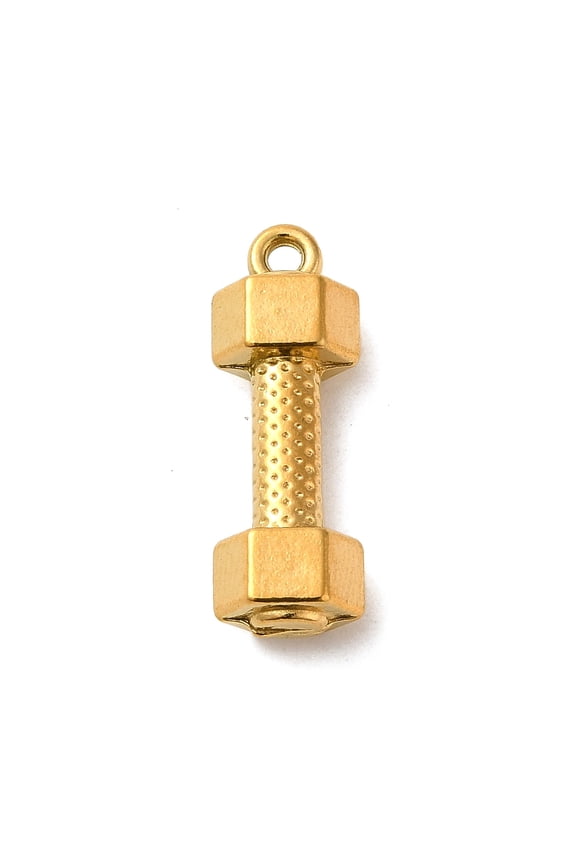 10 pc 304 Stainless Steel Pendants Dumbbell Charm Golden 22x7.5x5mm Hole: 1.5mm