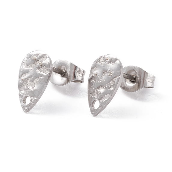 10 pc 304 Stainless Steel Stud Earring Findings Textured Teardrop ...