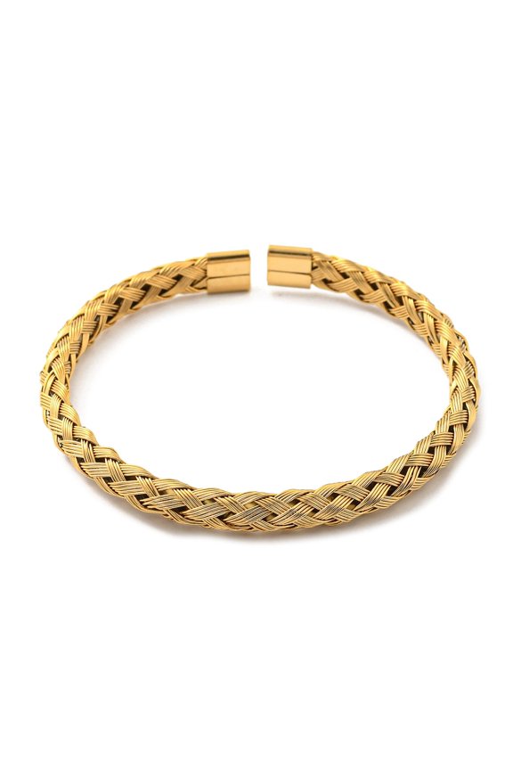 10 pc 304 Stainless Steel Wire Wrap Cuff Bangles Golden Inner Diameter: 2-1/8 inch(5.5cm)