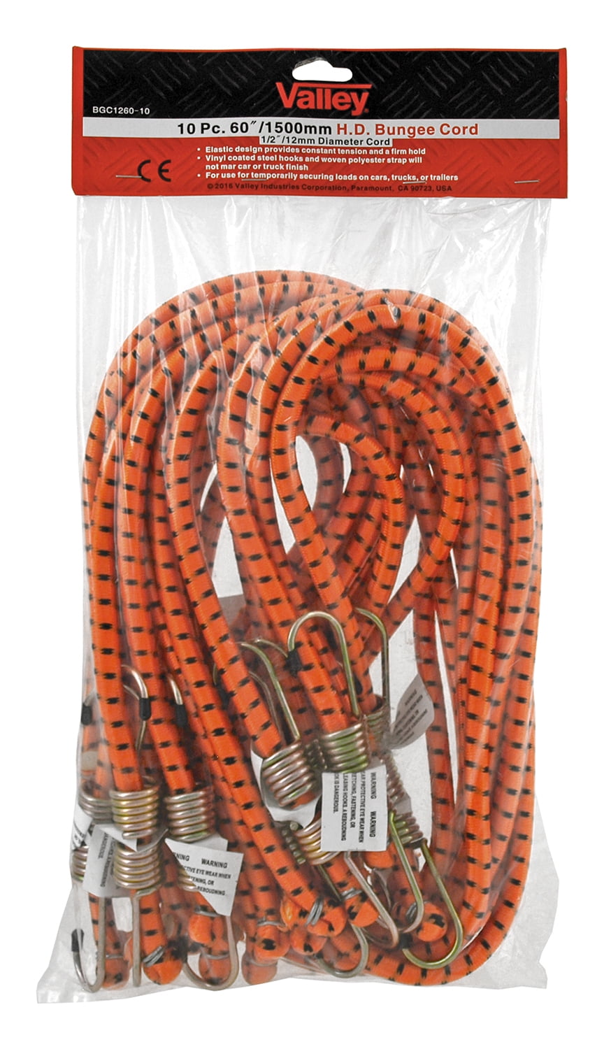 10 pc. 60" Heavy Duty Bungee Cords - Valley