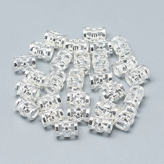 10 pc 925 Sterling Silver Beads with 925 Stamp Column Silver 6.5x5mm Hole: 3mm