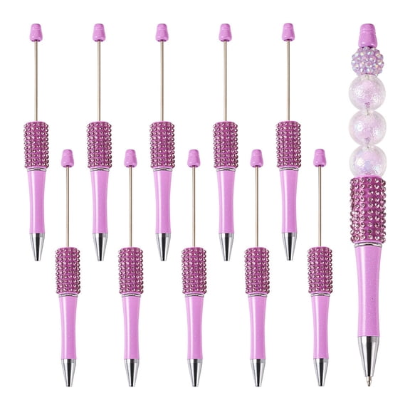 10 pc ABS Plastic Ball-Point Pen Baking Paint Beadable Pen for DIY Personalized Pen with Jewelry Bead Orchid 138~145x14mm