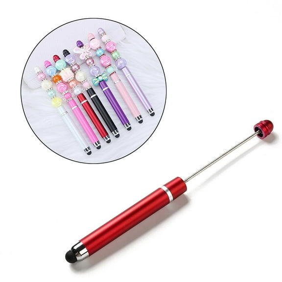 10 pc ABS Plastic Touch Screen Stylus Iron Beadable Pen for DIY Personalized Pen with Jewelry Bead FireBrick 148x10mm