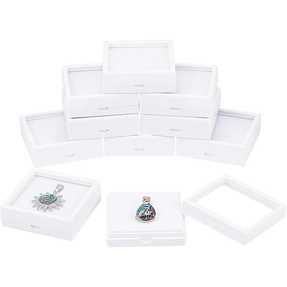 10 pc Acrylic Jewelry Box Visual Box Square White 61x61x20mm Ratent: 51x51mm