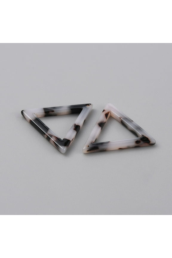 10 pc Acrylic Pendants Triangle Charm Black 23.5x25.5x2.5mm Hole: 1mm