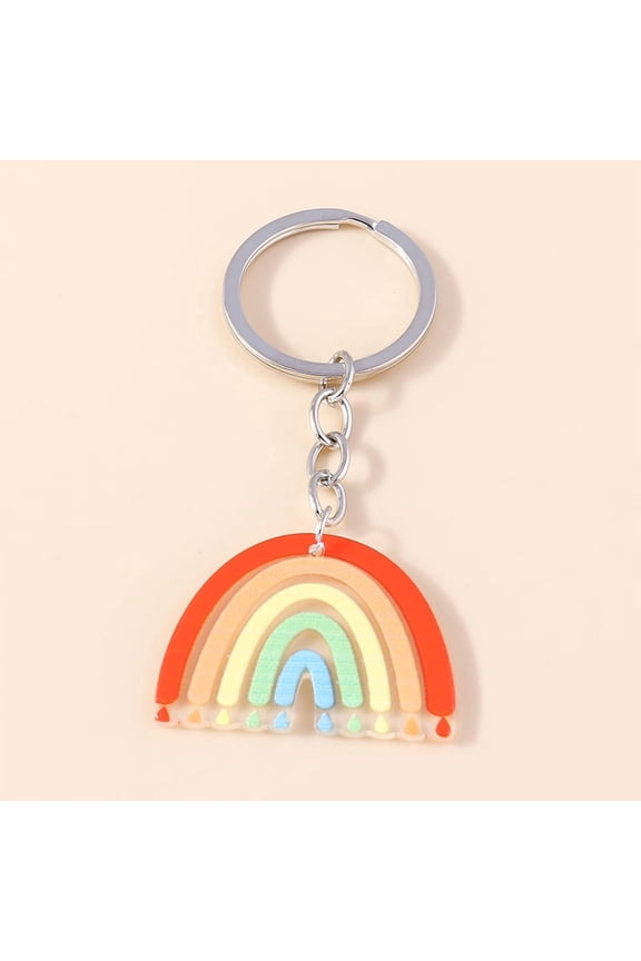 10 pc Acrylic Rainbow Pendant Keychain Iron Key Ring Keychain Colorful 8cm Acrylic